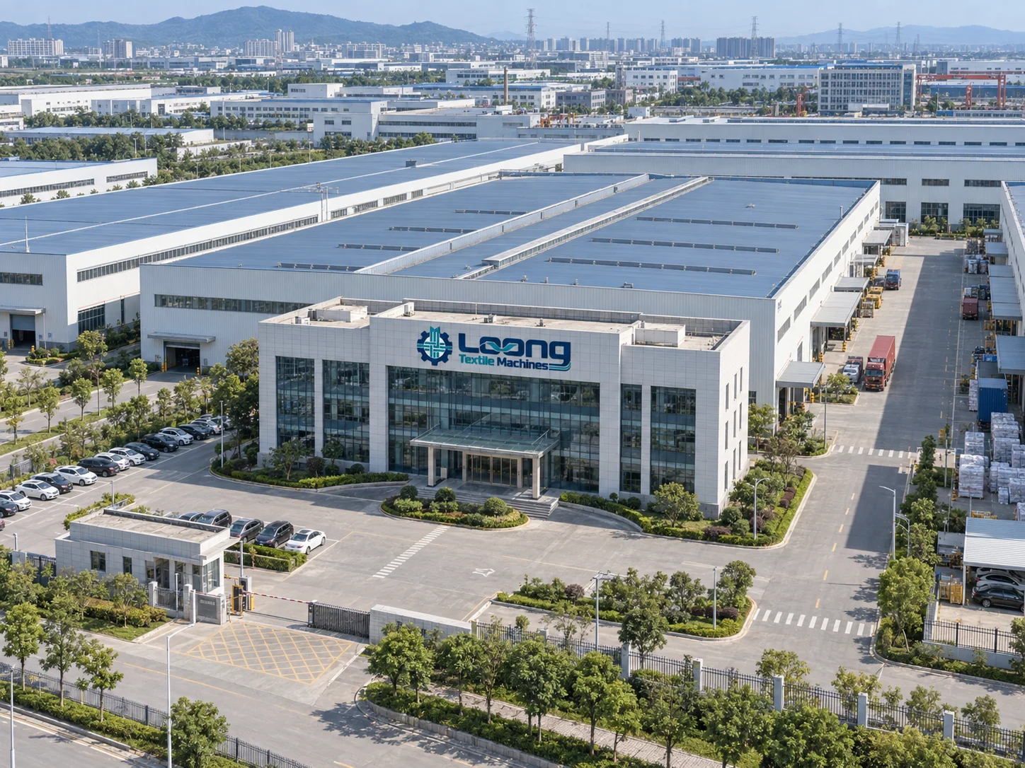 Aerial view of the LOONG textile machinery manufacturing campus in China