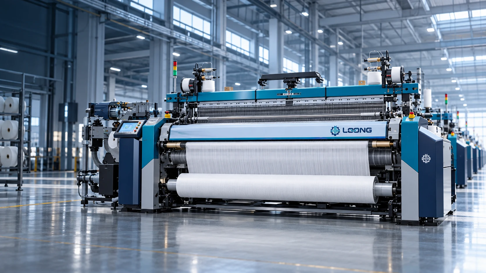 LOONG textile weaving machinery operating in a modern factory