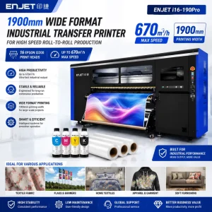 1.9m 16-Head Large-Format Dye Sublimation T-Shirt Printer, Digital Fabric Printing Machine