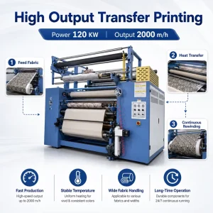 1200x2000mm Rotary Drum Heat Press Machine, 120KW, Roll-to-Roll, for Carpet and Textile