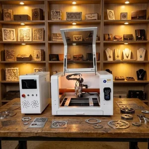 1500W LCVTX4040 Desktop Fiber Laser Cutter with Auto Z Focus for Different Plate Thicknesses
