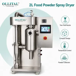 2 L Food Powder Spray Dryer with Two-Fluid Atomization PLC Temperature Control for Laboratory Research