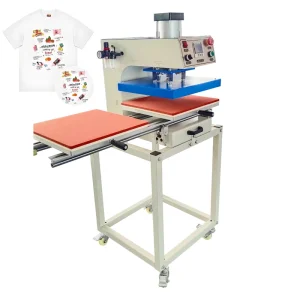2-Station Pneumatic Heat Press and Flatbed DTF Printer for Sublimation T-Shirt Printing