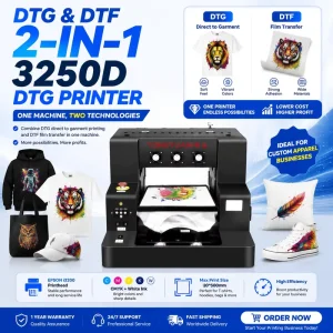 2-in-1 DTF DTG Printer for Embroidery T-Shirt Printing Machine Direct Garment Textile Printer