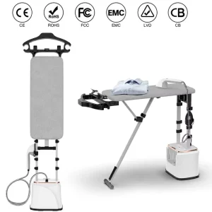 2000W 2-in-1 Home Steam and Flat Iron System, Upright Garment Steamer with Ironing Board