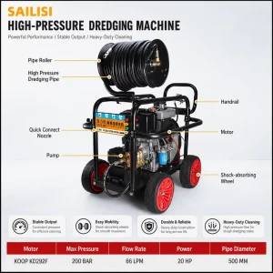 20HP High Pressure 200bar 50m Water Jet Truck Diesel Pavement Wash Pump for Sewer Drain Pipe Cleaning and Car Wash