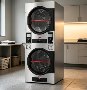 20kg Double Stack Stainless Steel Electric Tumble Dryer Coin-Operated Commercial Laundry Equipment with Touch Screen