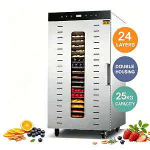 24-Tray Commercial Dry Food Dryer Machine for Fruits Vegetables Dehydration Warranty
