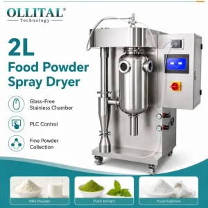 2L Food Powder Spray Dryer with Stainless Steel Chamber and PLC Control for Milk and Plant Extract