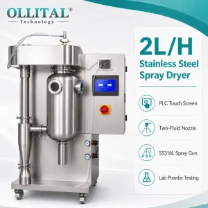 2L/H Stainless Steel Spray Dryer with PLC Touch Screen and Two-Fluid Nozzle for Laboratory Testing