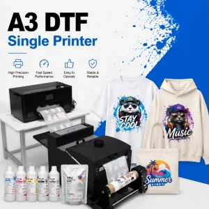 301 A3 DTF Transfer Printer with Automatic Powder Shaker and PET Film Printing for T-Shirt, Cap, and Tote Bag Printing