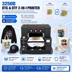 3250D A3 DTG DTF Printer L805 32x50cm Cotton Garment T-Shirt Printing Machine with PET Film Transfer and Vacuum Platform