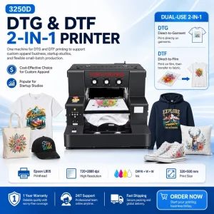 3250D Pro A3 DTF DTG T-Shirt Printing Machine XP600 White Ink 32x50cm Printer