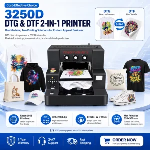 3250D Pro DTF DTG Printer XP600 A3 T-Shirt Direct Film Transfer Textile Inkjet Printing Machine
