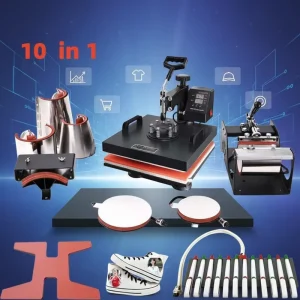 38×38 cm 10-in-1 Semi-Automatic Flat Ironing Press Heat Transfer Machine Digital Transfer Clothing Flatbed Printer