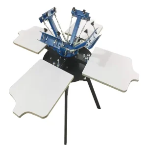 4-Color 4-Station Silk Screen Printing Machine with Stand, DIY Shirt Equipment