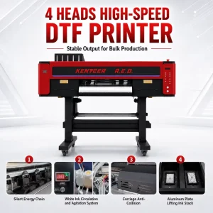 4-Head I3200 DTF Textile Printer with Automatic Cycle Powder System for T-Shirt Printing