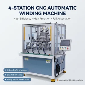 4-Station Needle CNC Winding Machine for Internal Motor Stators, 1000kg Load