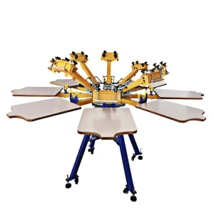 6-Station 6-Color Silk Screen Printing Machine for Textile and T-Shirt Printing Stainless Steel