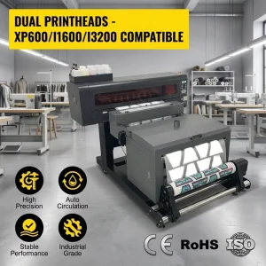60cm 24-Inch Dual-Head I1600 I3200 XP600 DTF Printer for Industrial T-Shirt Printing with Shaker