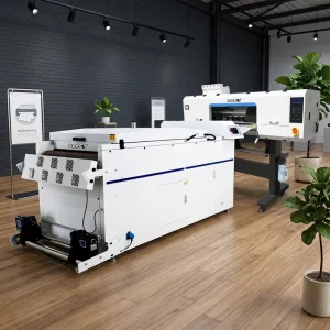 60cm 4-I3200 DTF A0 White Ink Textile T-Shirt Printer with 600mm Film, Automatic Shaker Dryer and Heat Transfer
