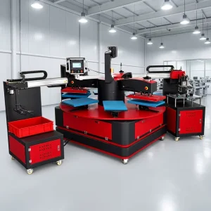 7-Station Automatic Rotary Heat Press Machine with PLC Control System for DTF Textile Printing