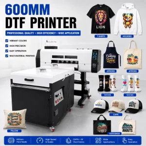 A1 600mm Commercial White Ink DTF Printer for Textile and Garment Heat Press Printing