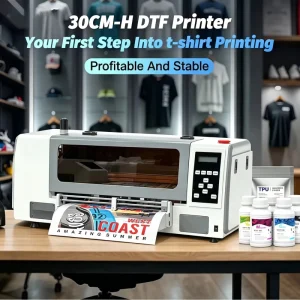 A3 30cm 2-Head DTF Printer XP600/I3200 Printhead with Powder Shaker Dryer for T-Shirts and Hoodies