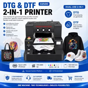 A3 DTF DTG Printer 3250D Pro XP600 32x50cm White Ink Direct-to-Garment Printer for T-Shirts