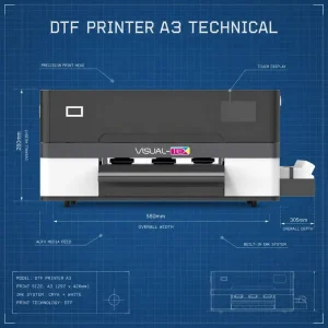 A3 DTF Printer 330mm Print Width CMYK+W Pigment Ink Digital Textile Fabric Machine