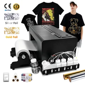 A3 Gold Foil DTF Printer XP600 with Hot Stamping PET Film Transfer Machine for T-Shirt, Hoodie, and Apparel