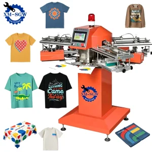 Automatic 1-4 Color Rotary Silk Screen Printing Machine with Dyer for Textile T-Shirts
