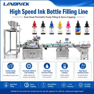 Automatic 1 oz Cosmetics, Perfume Sample and Skincare UV Inkjet Printing and Ink Bottle Filling Line