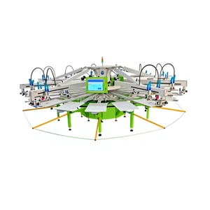 Automatic 10 Color 22 Station T-Shirt Screen Printing Machine Carousel Textile Printer with 10 Flash Dryers
