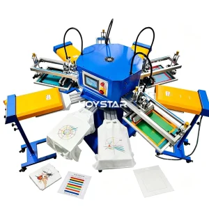 Automatic 4-Color Carousel Garment Screen Printing Machine for T-Shirts