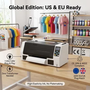 Automatic A3 30 cm XP600 DTF Printer with White Ink Circulation for Fabric Printing, CE