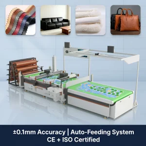 Automatic CNC Leather Cutting Machine Digital Flatbed for Bags Sofa Shoes Genuine PU Leather