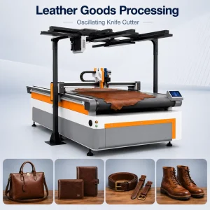 Automatic CNC Leather Vibrating Knife Cutting Machine with Vacuum Table for Car Interior Shoe Uppers and Luggage