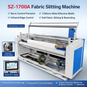 Automatic Fabric Slitting and Rewinding Machine with PLC Servo Control