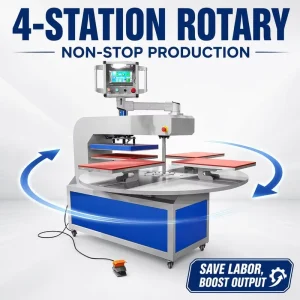Automatic Heat Press Machine 4 Station Rotary Pneumatic Digital Sublimation Transfer for Garments and Textiles