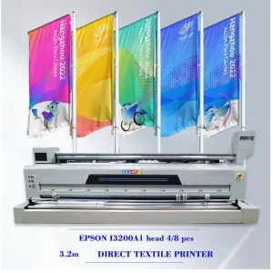 Automatic I3200A1 4-Head 3.2m CMYK Flex Direct-Print Inkjet Textile Printing Machine for Fabric