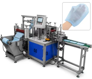 Automatic Servo Non Woven Bath Wash Gloves Making Equipment PLC Touch Screen