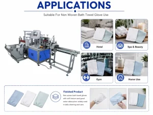 Automatic Servo Non Woven Bath Wash Gloves Making Equipment PLC Touch Screen