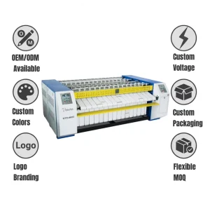Automatic Stainless Steel Bed Sheet Ironing Machine for Hotel and Hospital, Large Capacity, High-Speed Industrial Laundry Ironer