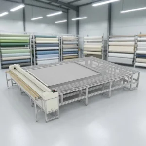 Automatic Steel-Coated Roller Discharge Bearing and PLC Multi-Layer Fabric Curtain Pressure Knife Cutting Machine