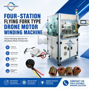 Automatic UAV Drone Micro Brushless DC Motor Winding Machine CNC Outer Rotor Flyer With Four Station