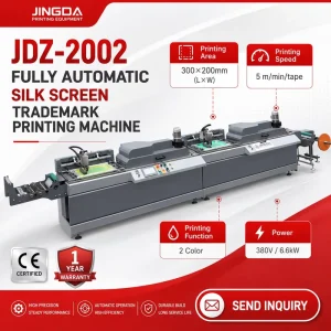 CE Certified JDZ Fully Automatic 2 Color Silk Screen Printer Roll Fabric Label Trademark Printing Machine