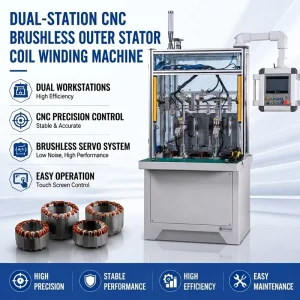 CNC Automatic Copper Wire Winding Machine for Induction Motor Stator Coils, Two-Station External Winding