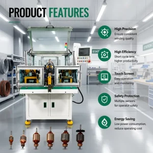 CNC Motor Rotor Winding Machine for Ring Inductor Coil Linear Winding 1000kg Load Capacity