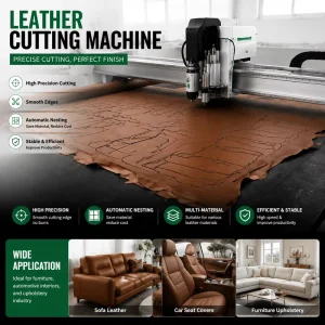 CNC Oscillating Knife Leather Cutting Machine for Sofa and Car Seat Covers with Automatic Nesting System